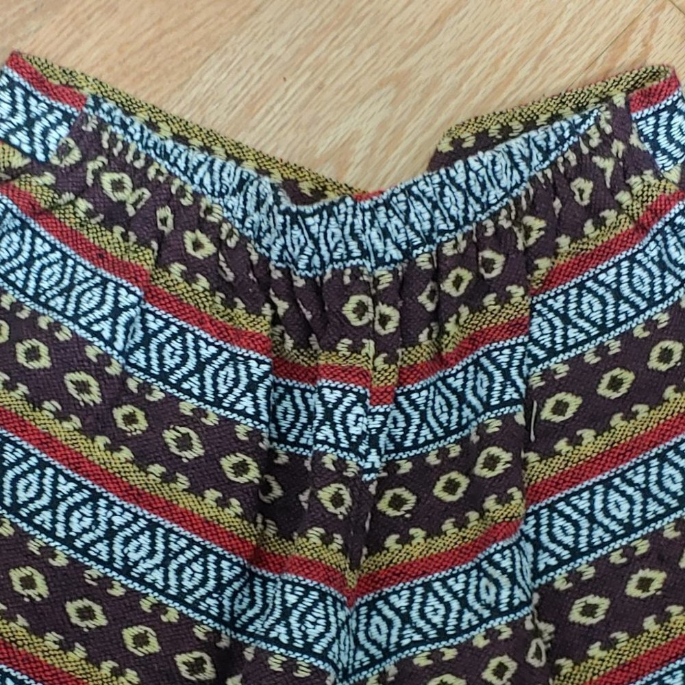 Boho Festival Shorts Vintage Tribal Print Pull On High Waist Hippie - Picture 7 of 7